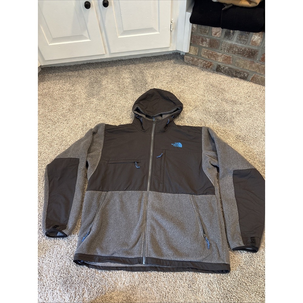 The North Face Denali Hoody Men's Large Gray Fleece Full Zip Up Jacket MINT RARE